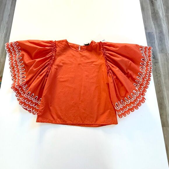 NWT Stella McCartney Kids Girls' Scalloped Organic Cotton Top. Size 14 - Picture 6 of 9